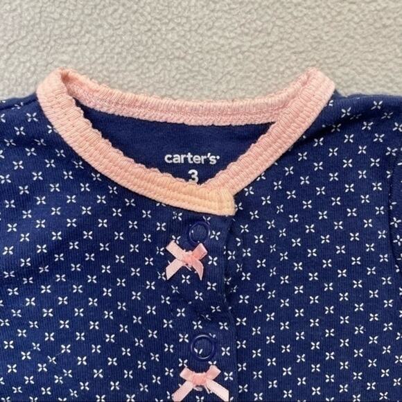 Carter’s One Piece Outfit navy blue pink cotton girls Size 3 Months - Picture 2 of 9